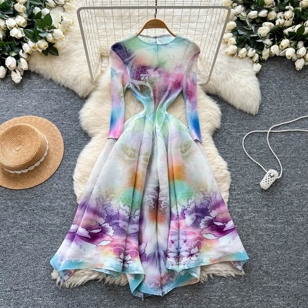 Ruched O-Neck Loose A-Line Dress