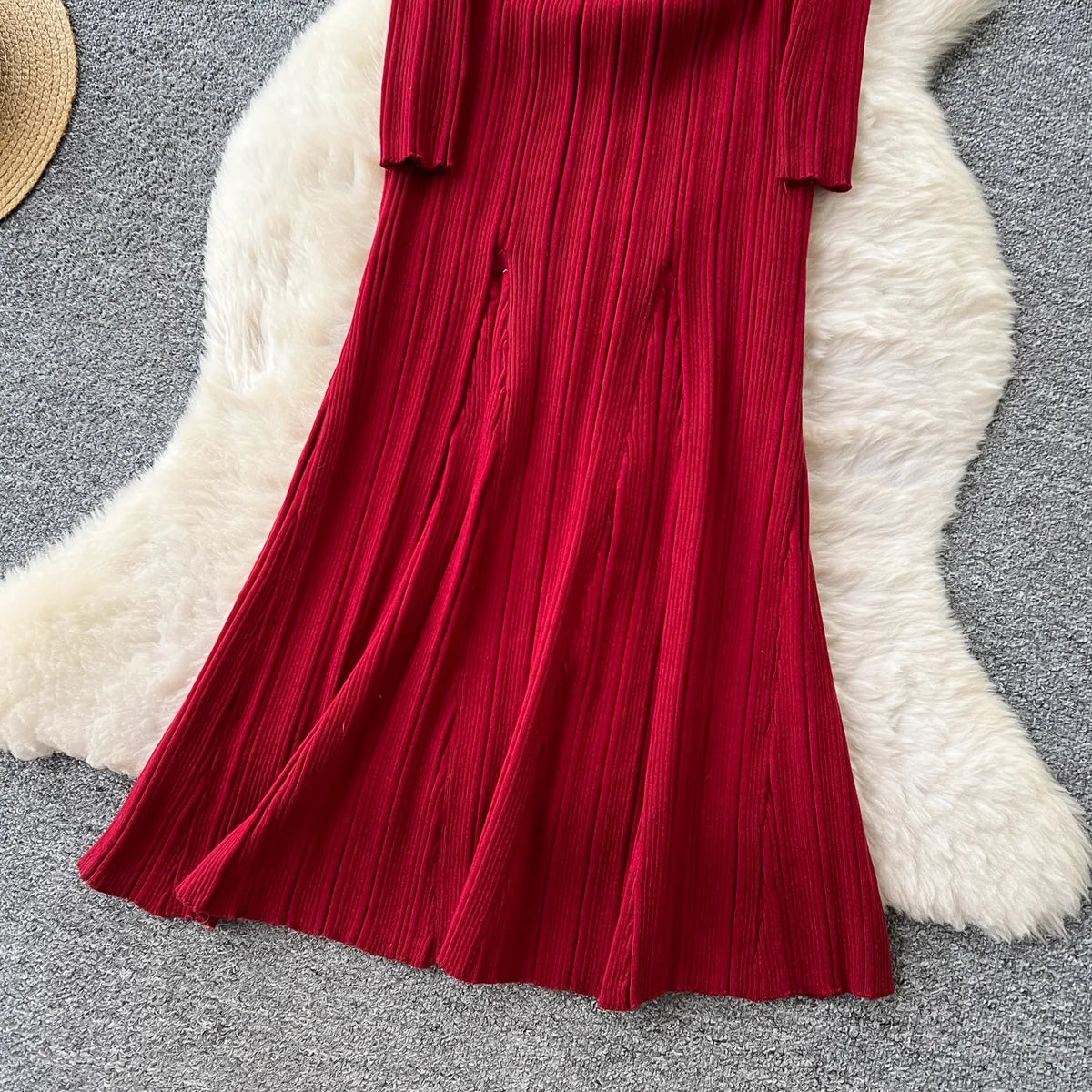 Collared Button Knit Office Sweater Dress