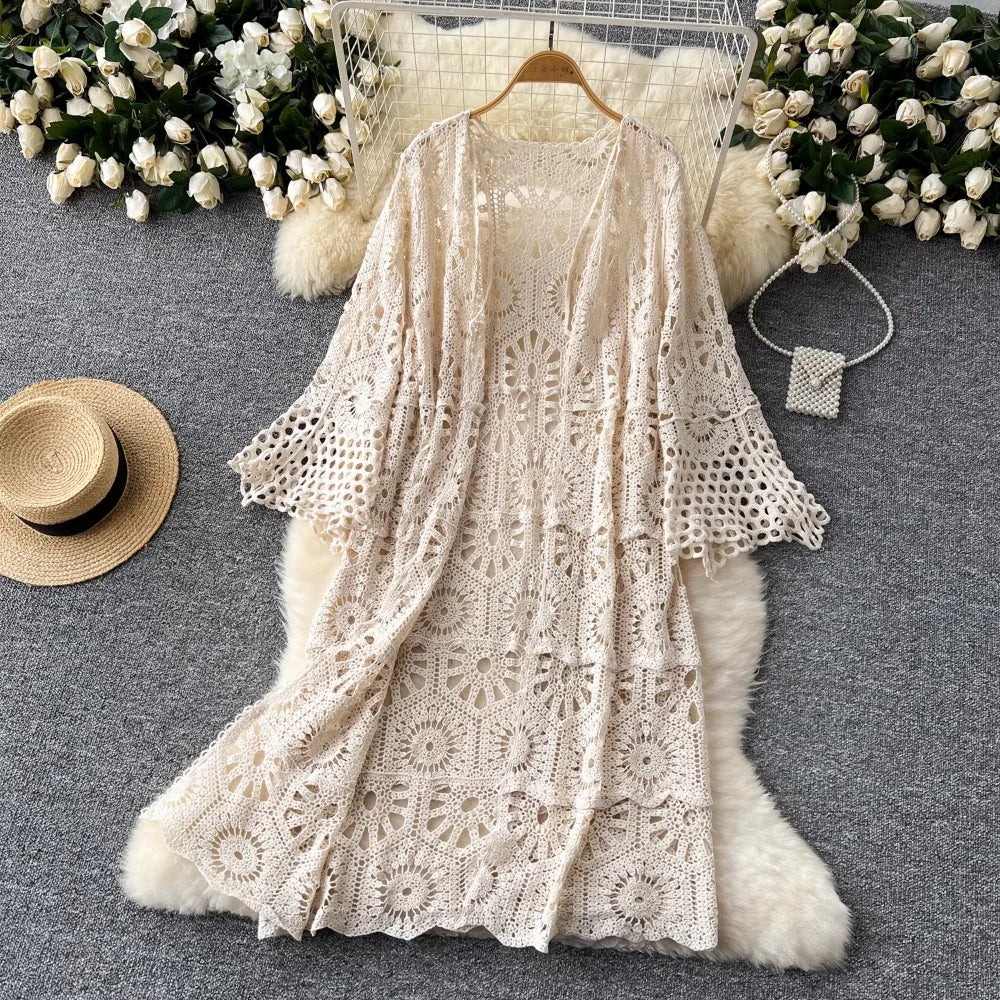 Crochet Knit Long Sleeve Cardigan
