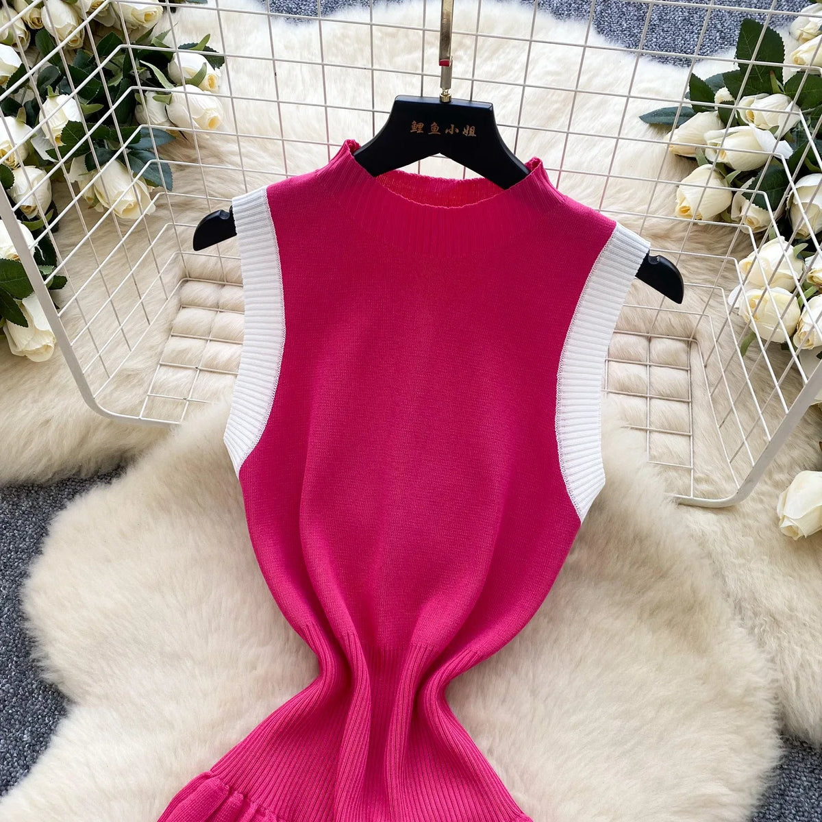 Pleated Knit Mini Dress