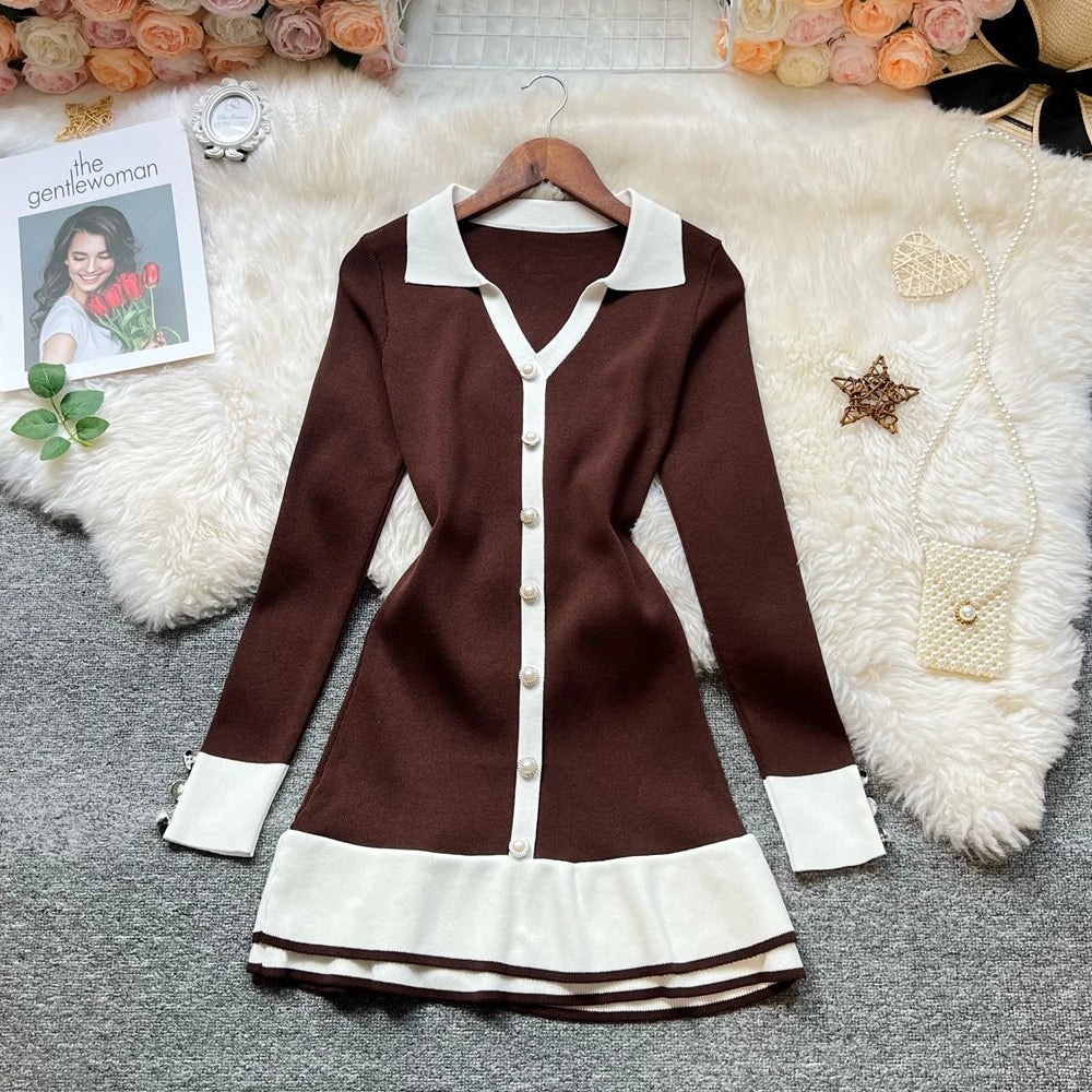 Vintage Button Front Ruffled Mini Dress