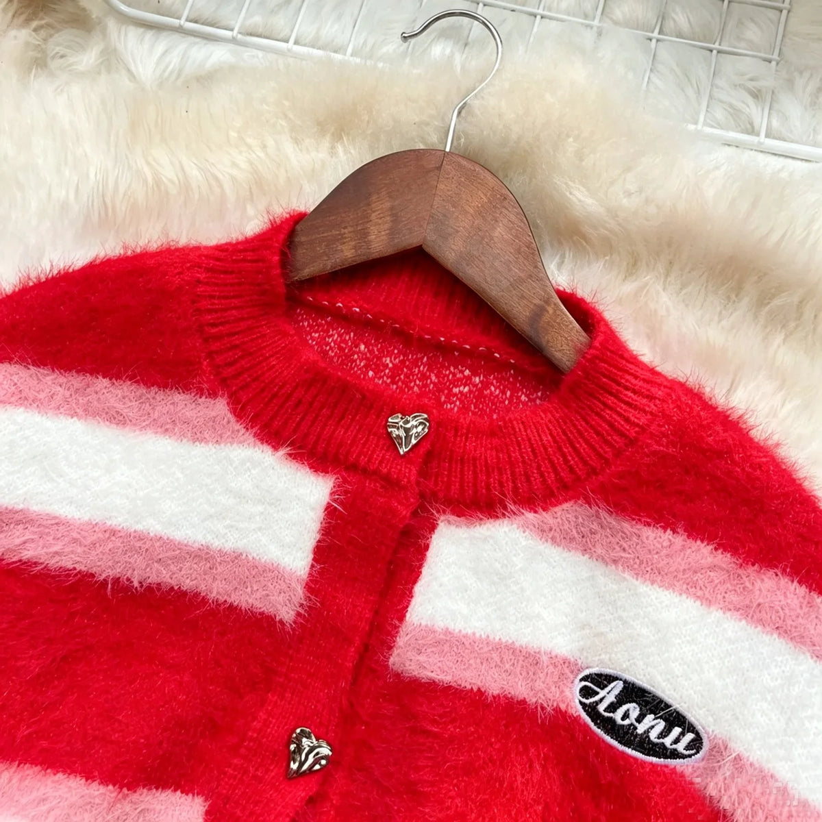Striped Button-Up Knit Cardigan