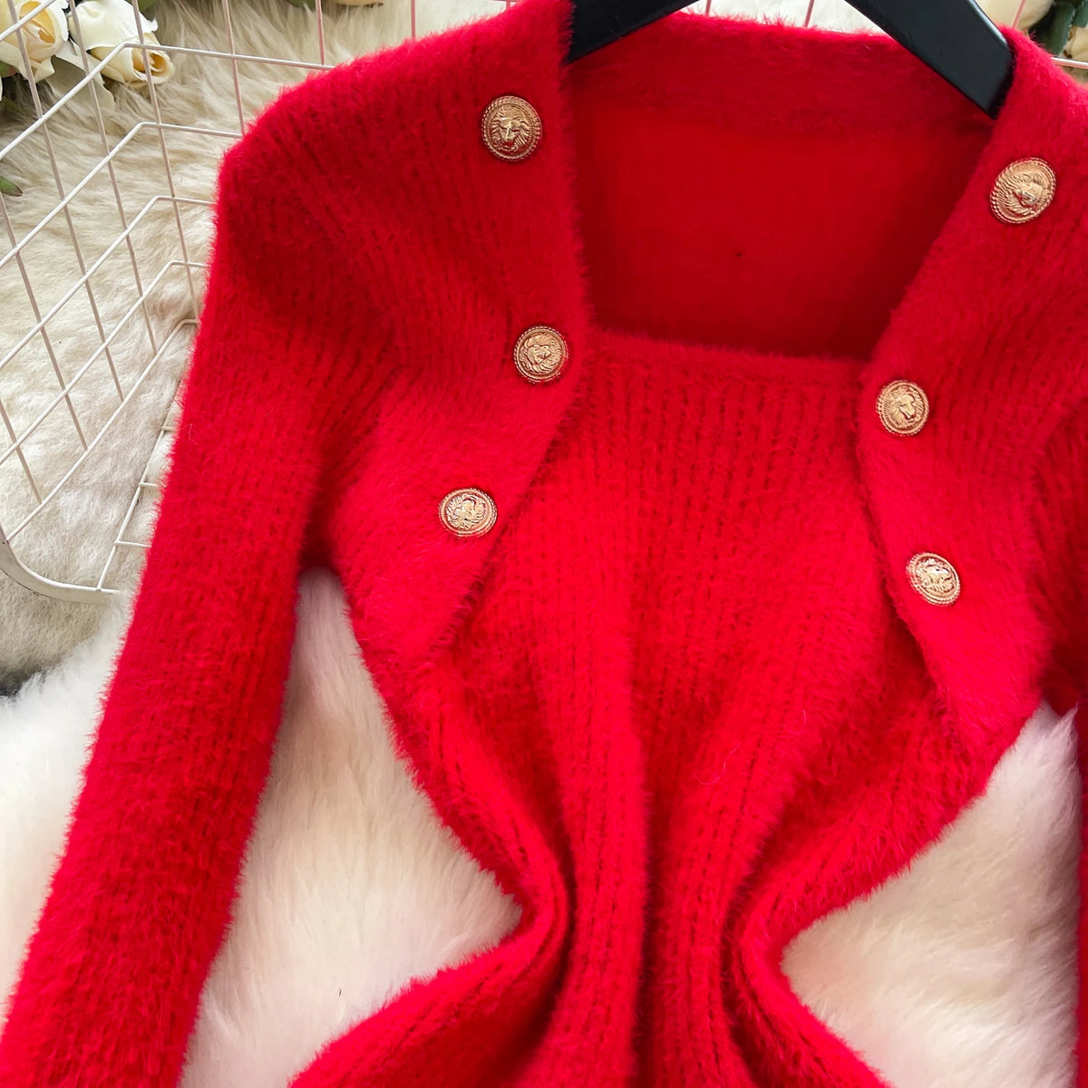 Square Neck Long Sleeve Pencil Dress