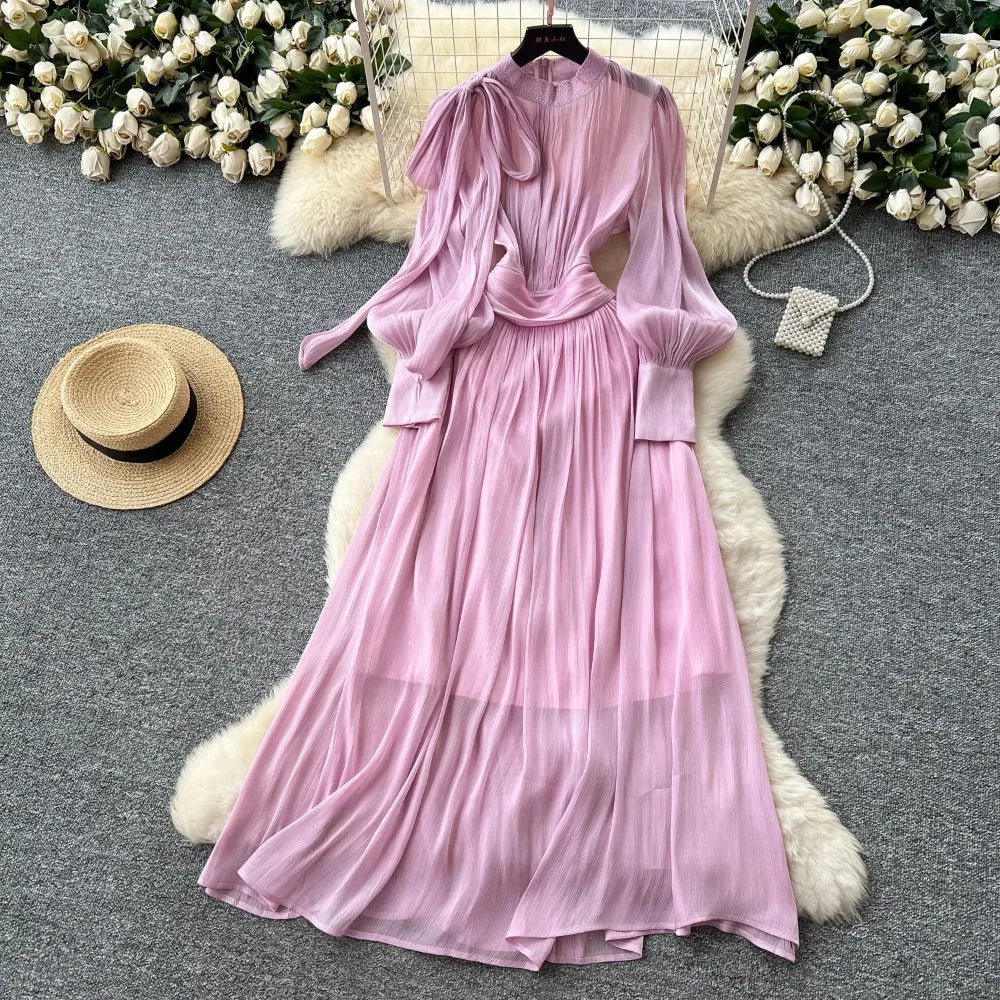 Butterfly Satin Mesh Evening Dress