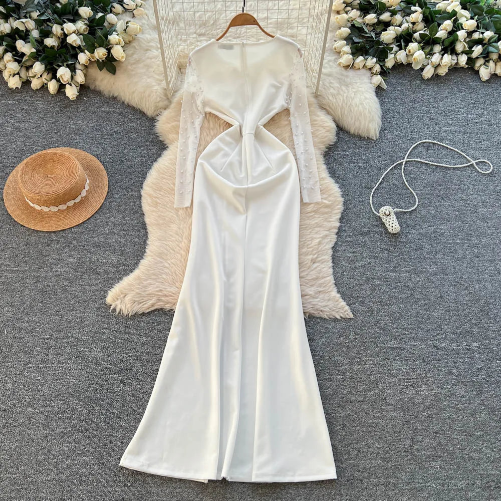 Beaded Long Sleeve Pencil Dress