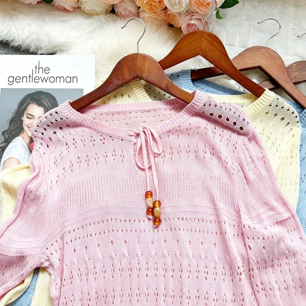 Hollow Out Knit Pullover Sweater
