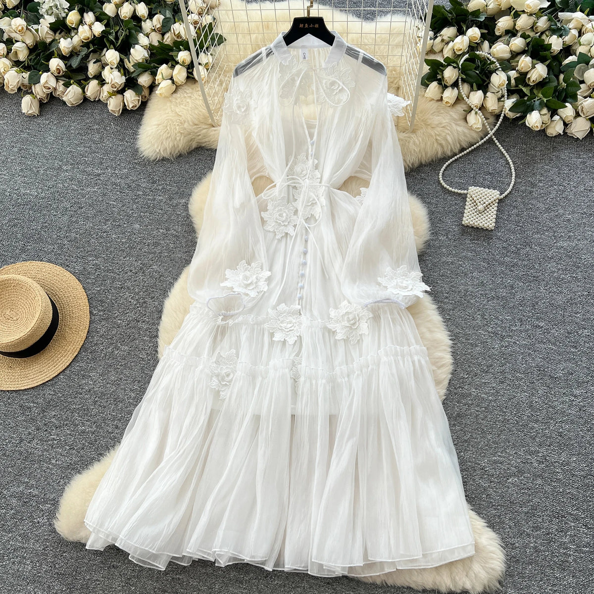 3D Mesh Print A-Line Summer Dress