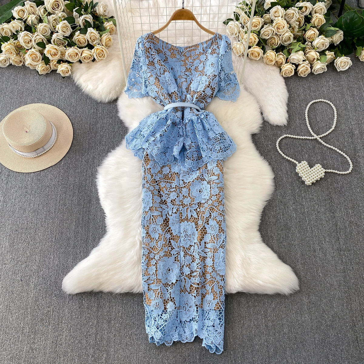 Short Sleeve Ruffle Party Dress