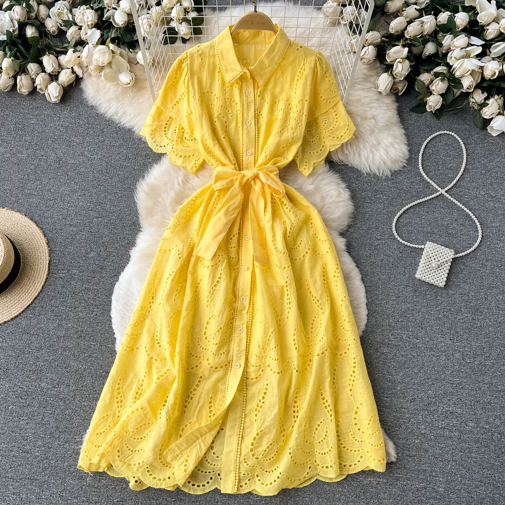 Collared Cutout Puff Sleeve Bodycon Dress