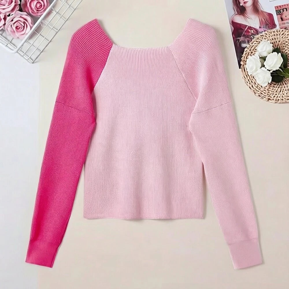 V-Neck Knit Crop Top