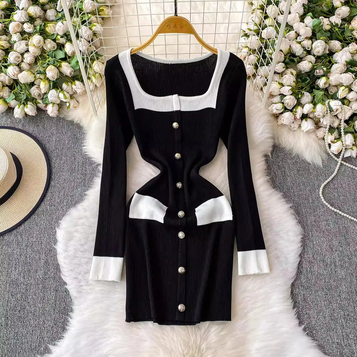 Fitted Wrap Bodycon Mini Dress