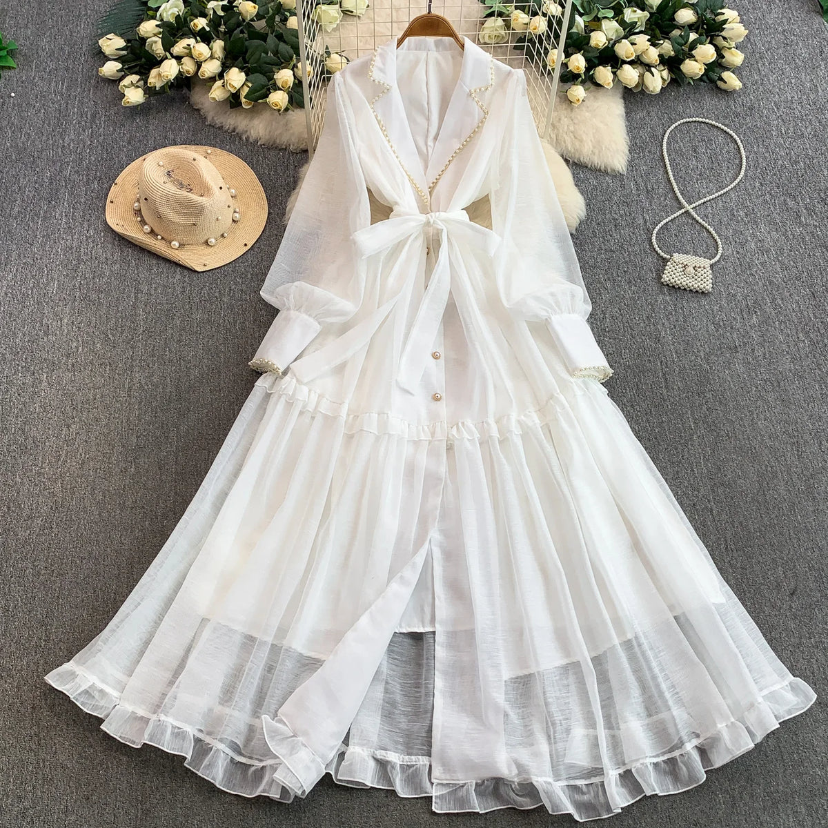 Solid Notched Neck A-Line Dress