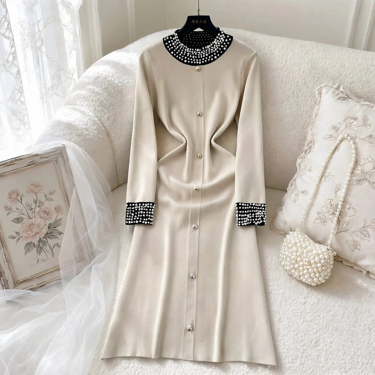 Pearl Knit A-Line Maxi Dress