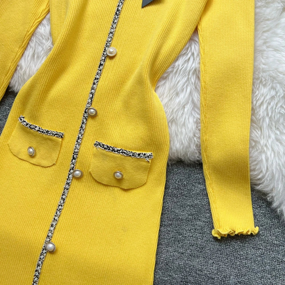 Bow Knit Bodycon Mini Sweater Dress