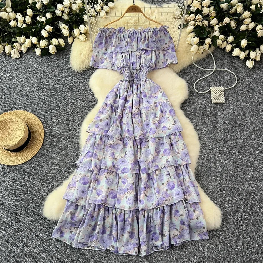 Off-Shoulder Tiered Ruffle Maxi Dress