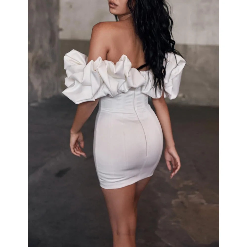 Off-Shoulder Boat Neck Party Dress