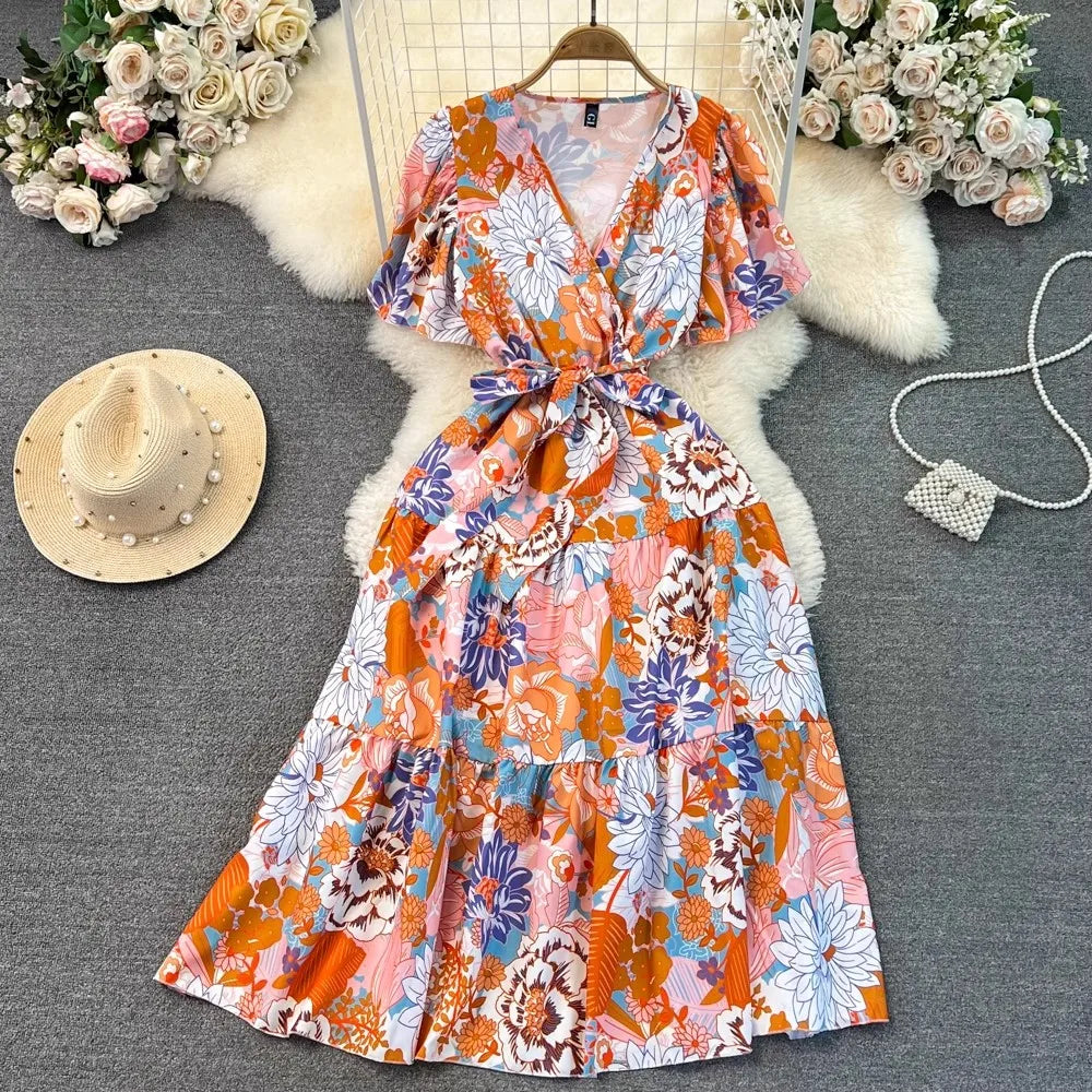 Vintage Sash Tie Maxi Dress