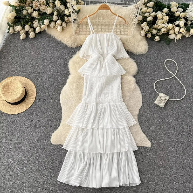Ruffle Chiffon Maxi Slip Dress