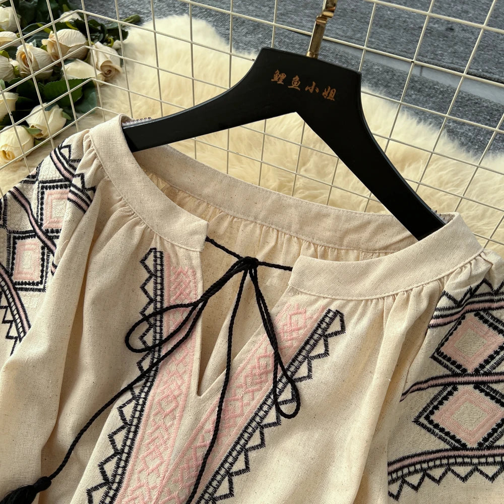 Vintage Print Long Sleeve Fairy Dress