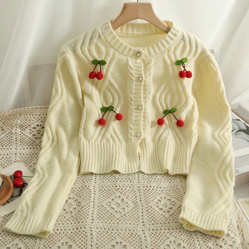 Cherry Knit Button Up Cardigan