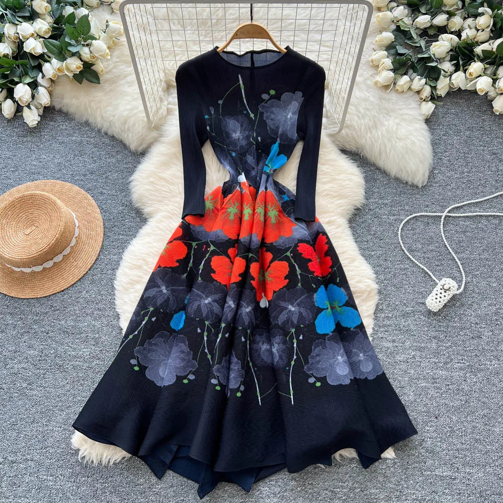 Ruched O-Neck Loose A-Line Dress