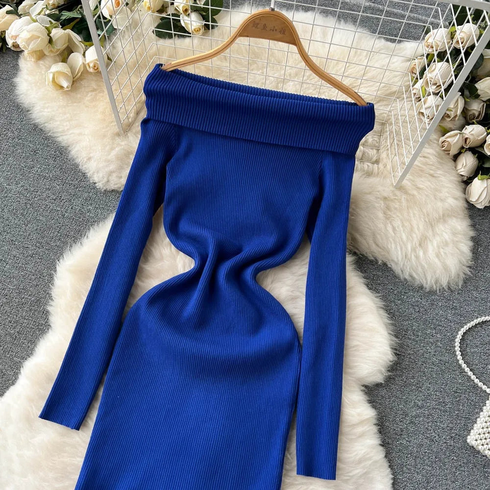 Off-Shoulder Knit Mermaid Dress