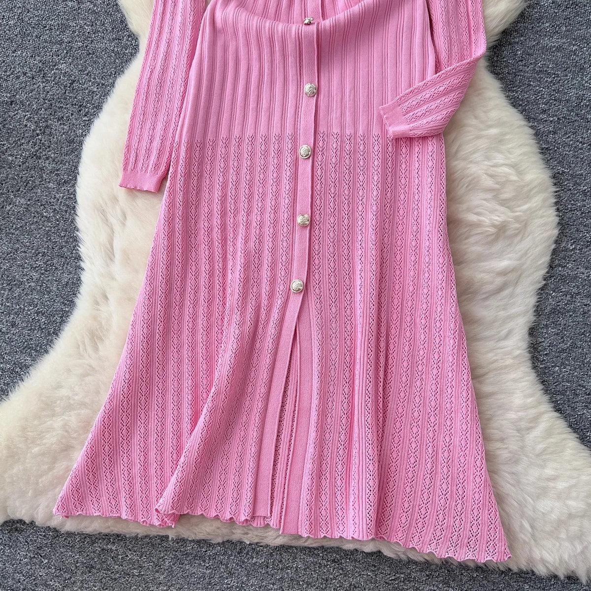 Colorblock Knit Maxi Shirt Dress