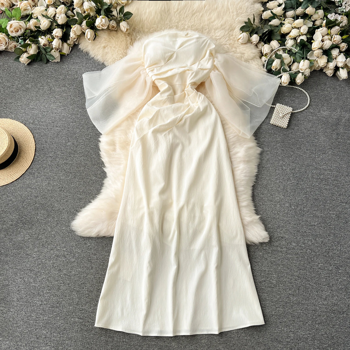Strapless Long Sleeve A-Line Party Dress