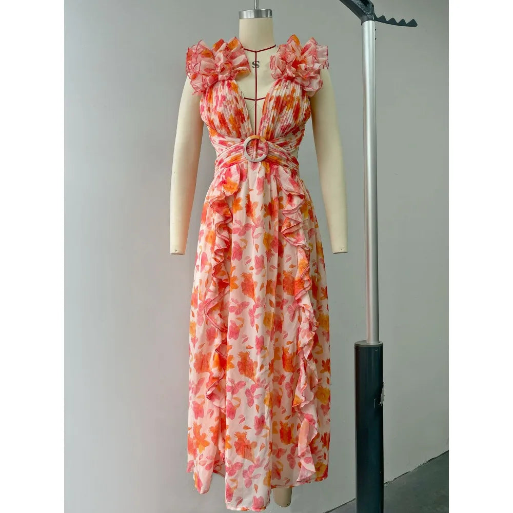 Print Cutout Off-Shoulder Dress