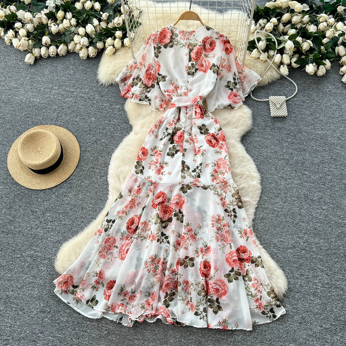 Boho Asymmetric V-Neck Maxi Dress