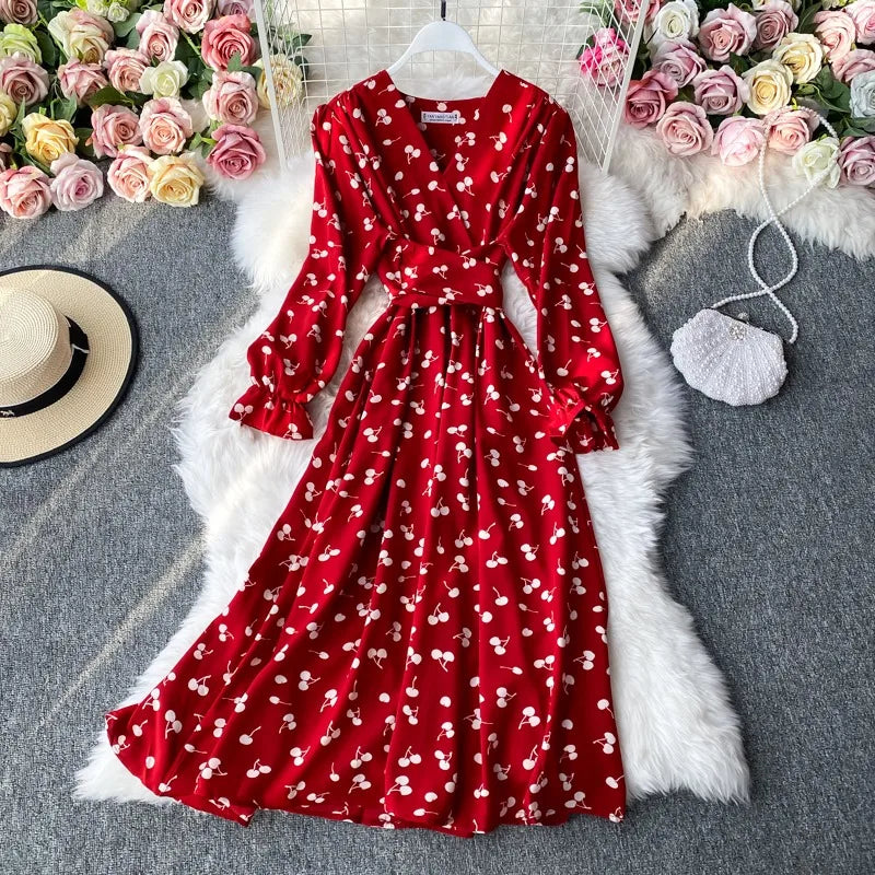 Long Sleeve Bandage A-Line Maxi Dress