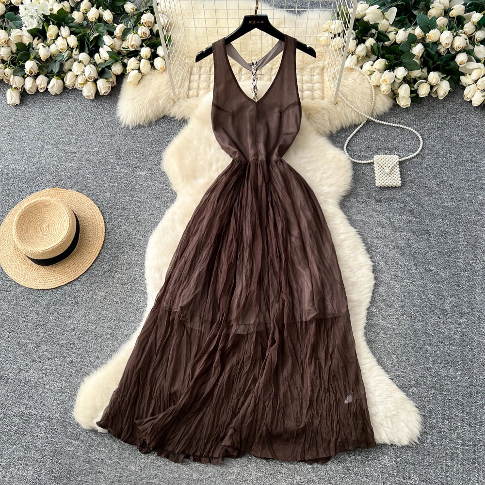 Backless Halter High Waist Sundress