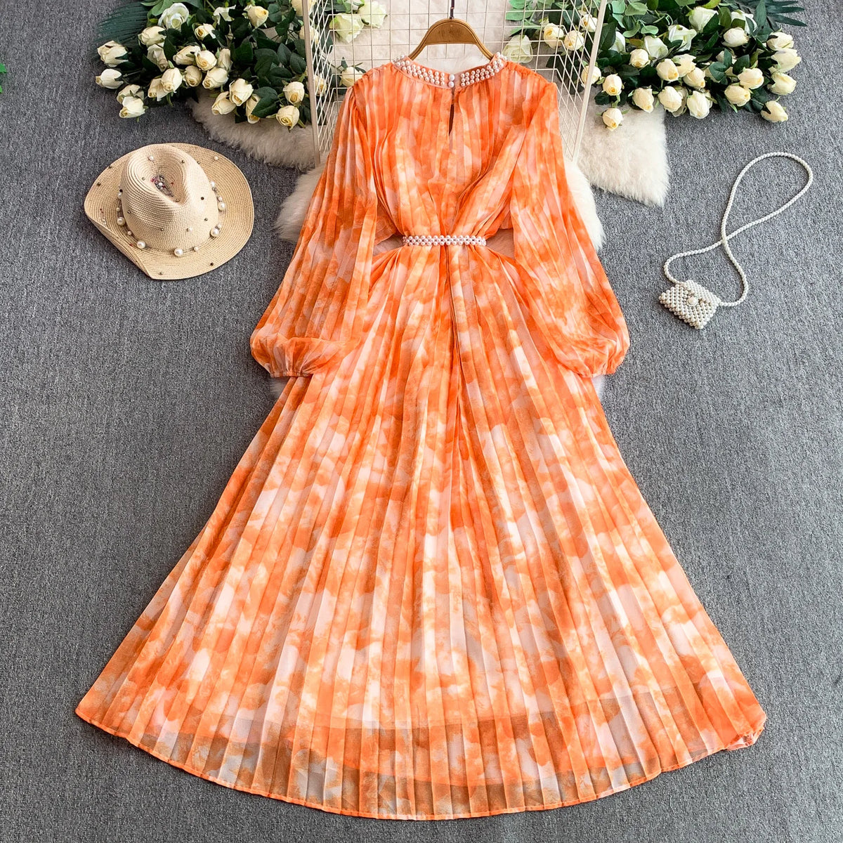 Beaded Print Vintage Dress