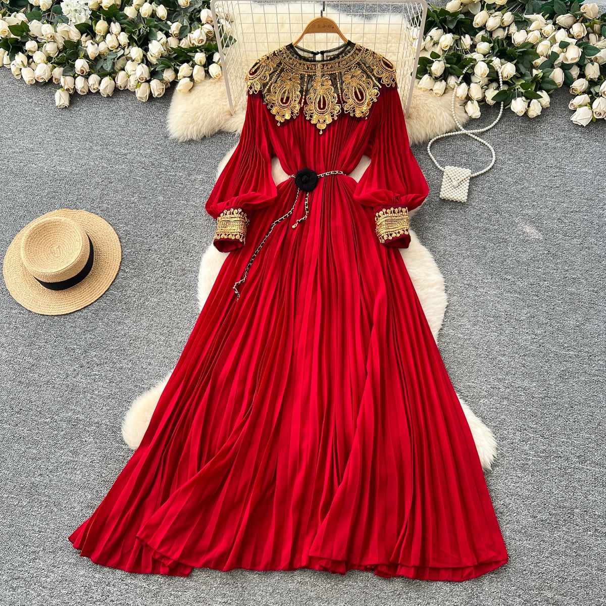 Solid Sequin Spliced Long Sleeve Dress