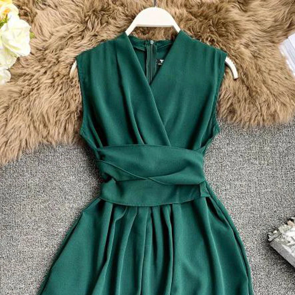 Sleeveless Sash Tie Maxi Dress