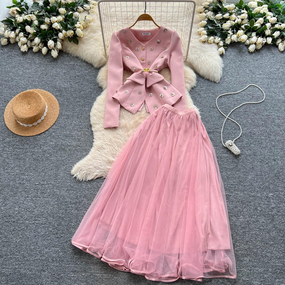 Sequin Mesh High Waist Two Piece Set