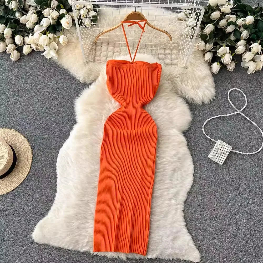 Split Knit Bodycon Summer Dress