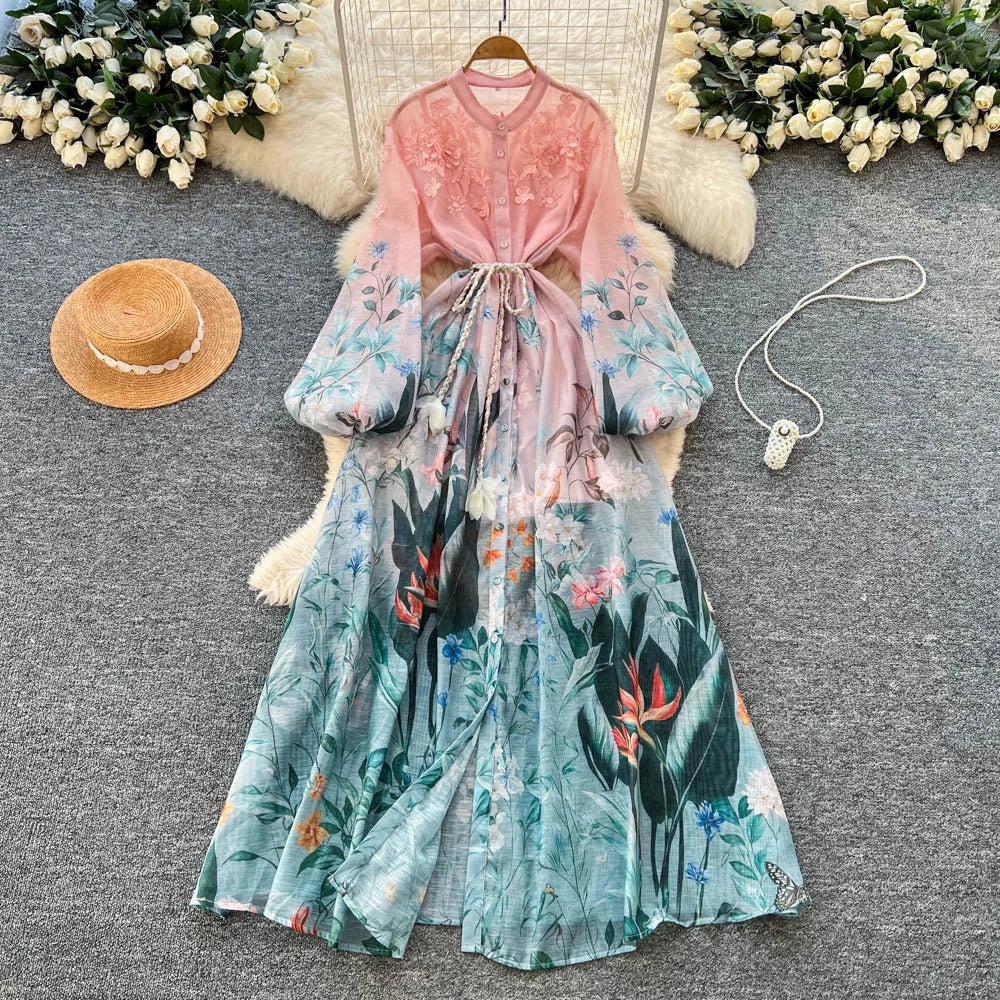 Spliced Print A-Line Party Dress