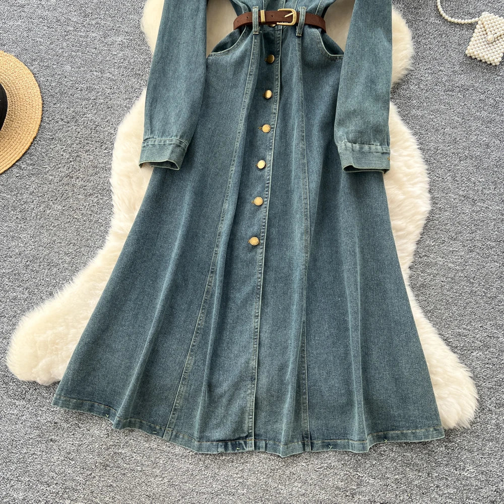 Single Breasted Long Sleeve Party Dress