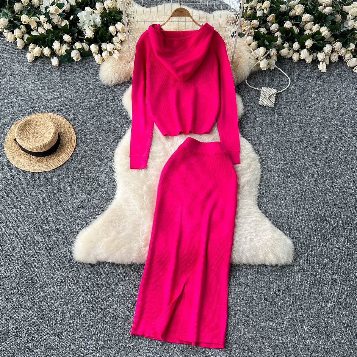 Rhinestone Zip Long Sleeve Dress