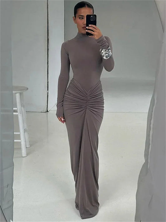Moda Yamalı Uzun Elbise