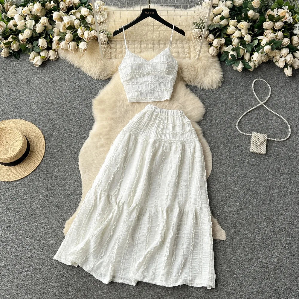 Sleeveless Crop Shirt and Skirt Set