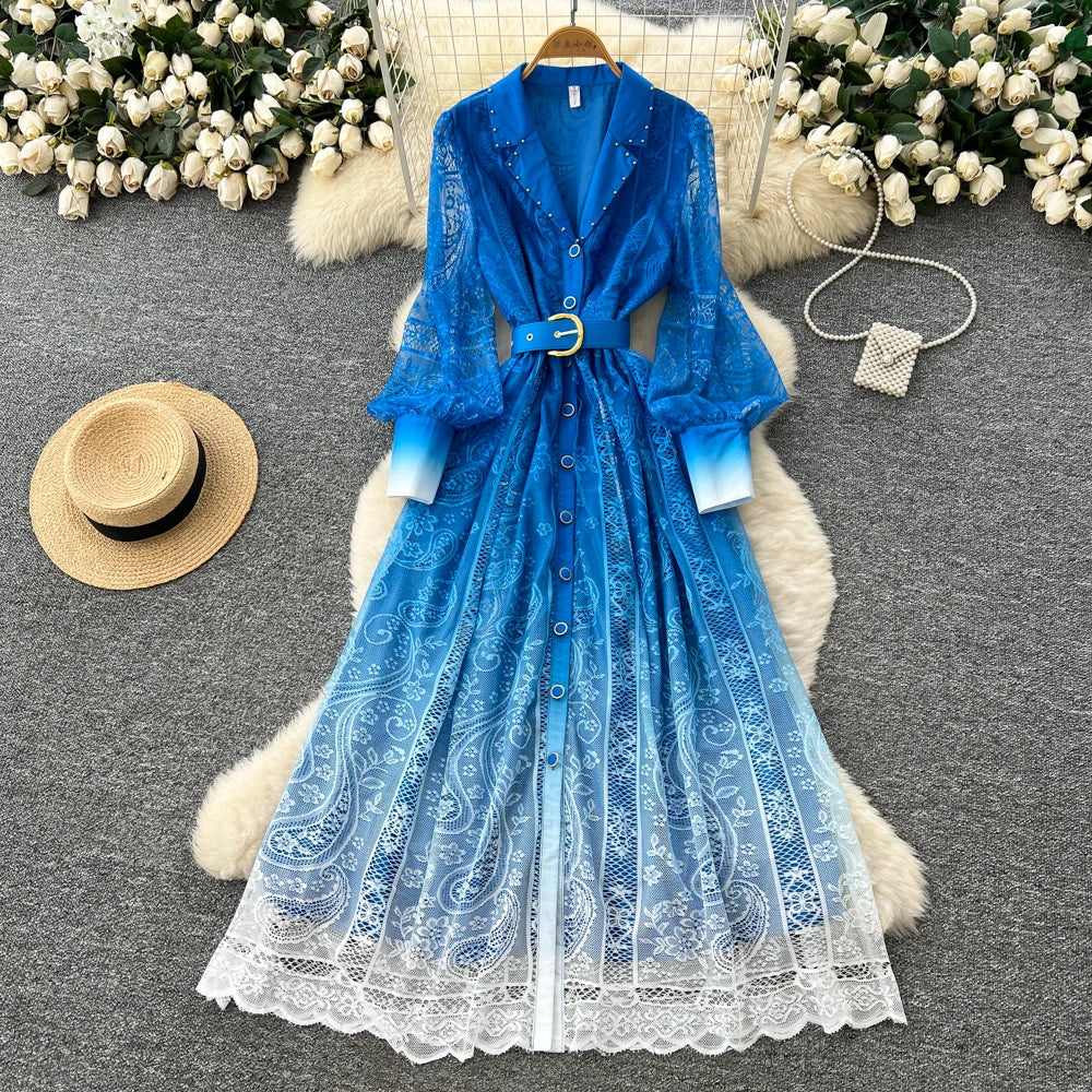 Cutout Button Long Sleeve Dress