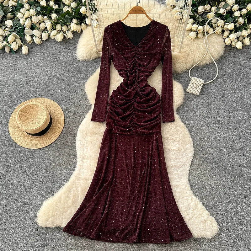 Sequin V-Neck Maxi Gown