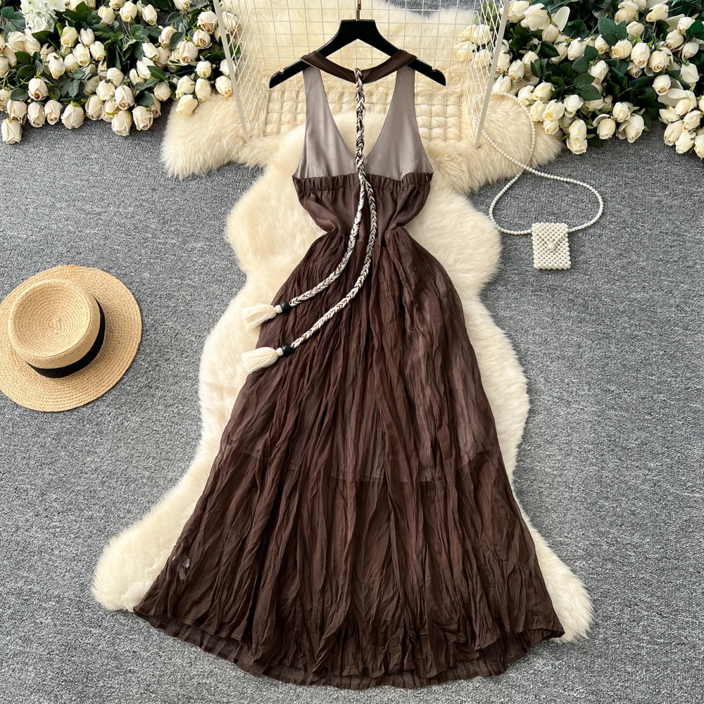 Backless Halter High Waist Sundress
