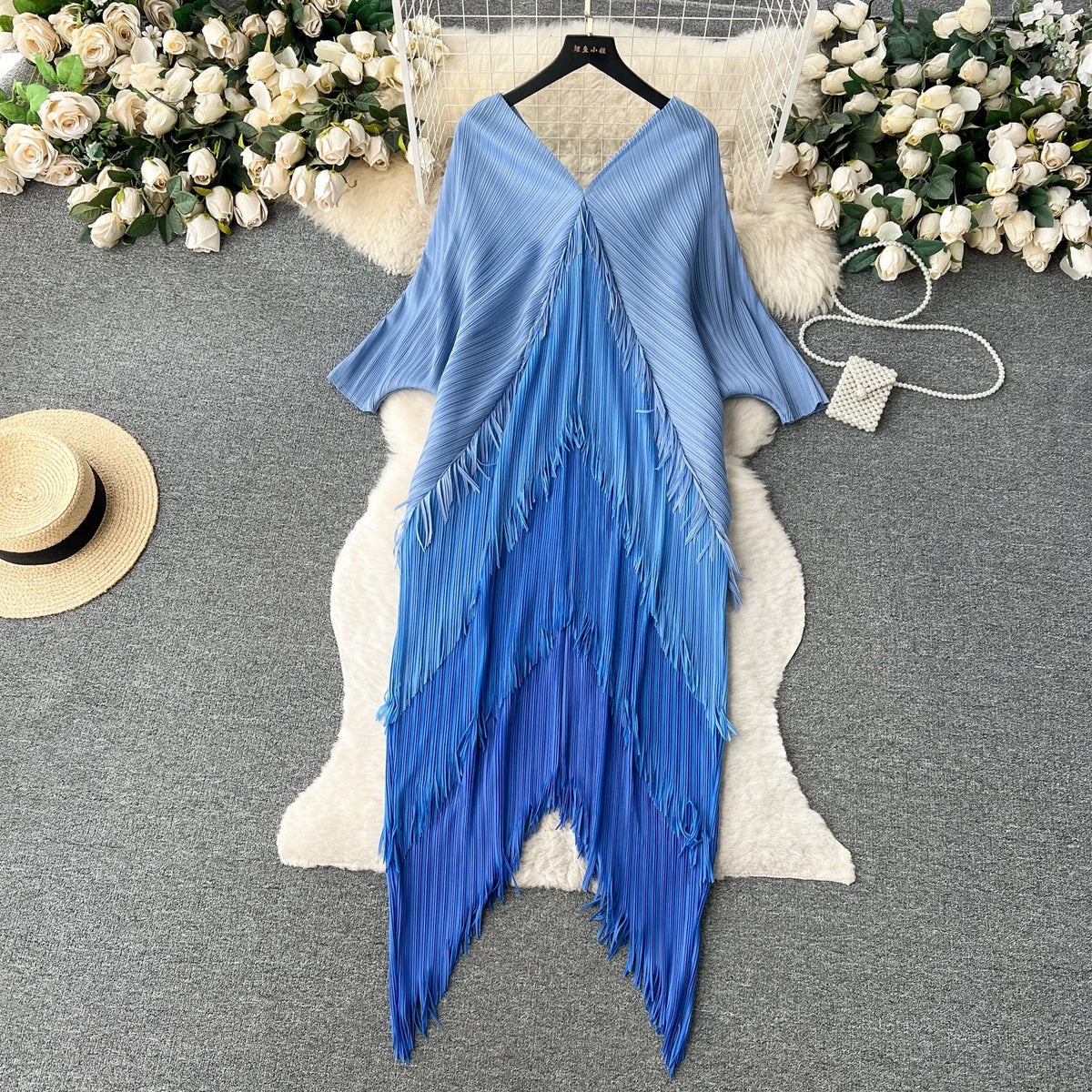 Tiered Tassel Patchwork Maxi Dress