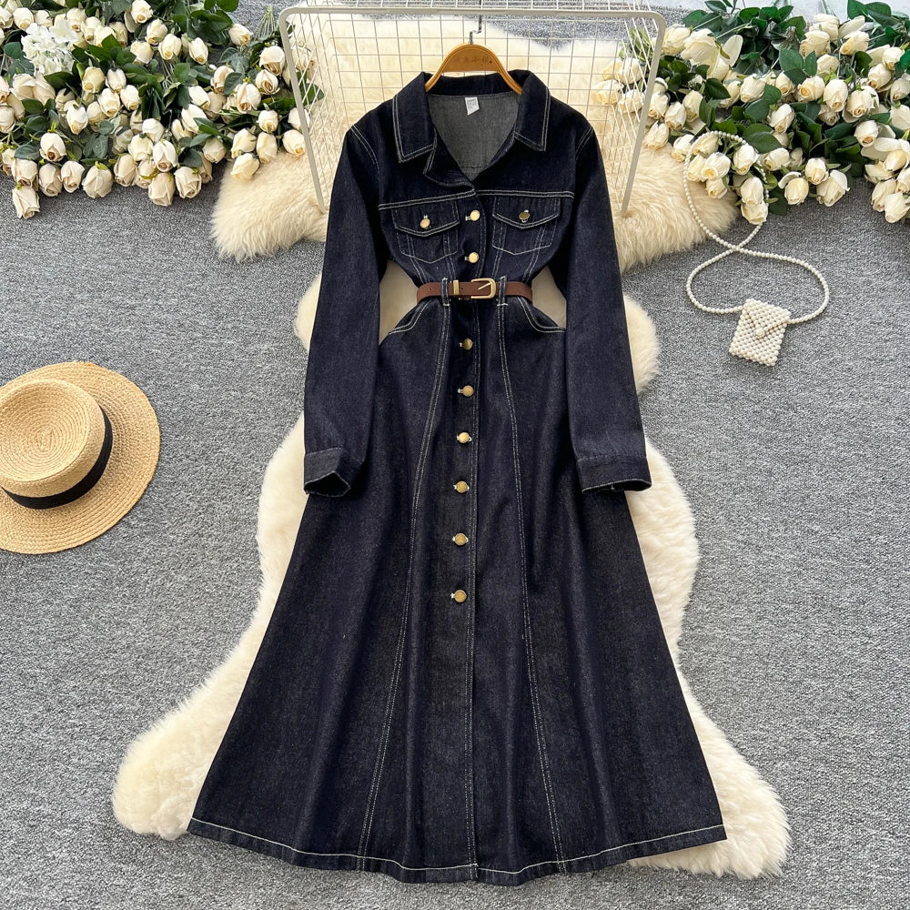 Single Breasted Long Sleeve Party Dress