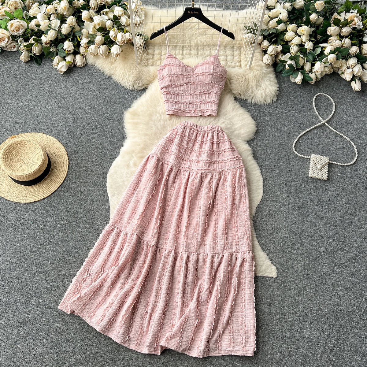 Sleeveless Crop Shirt and Skirt Set