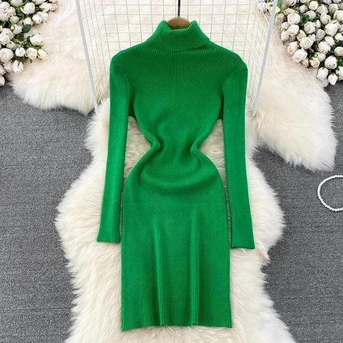 Turtleneck Knit Bodycon Pencil Dress