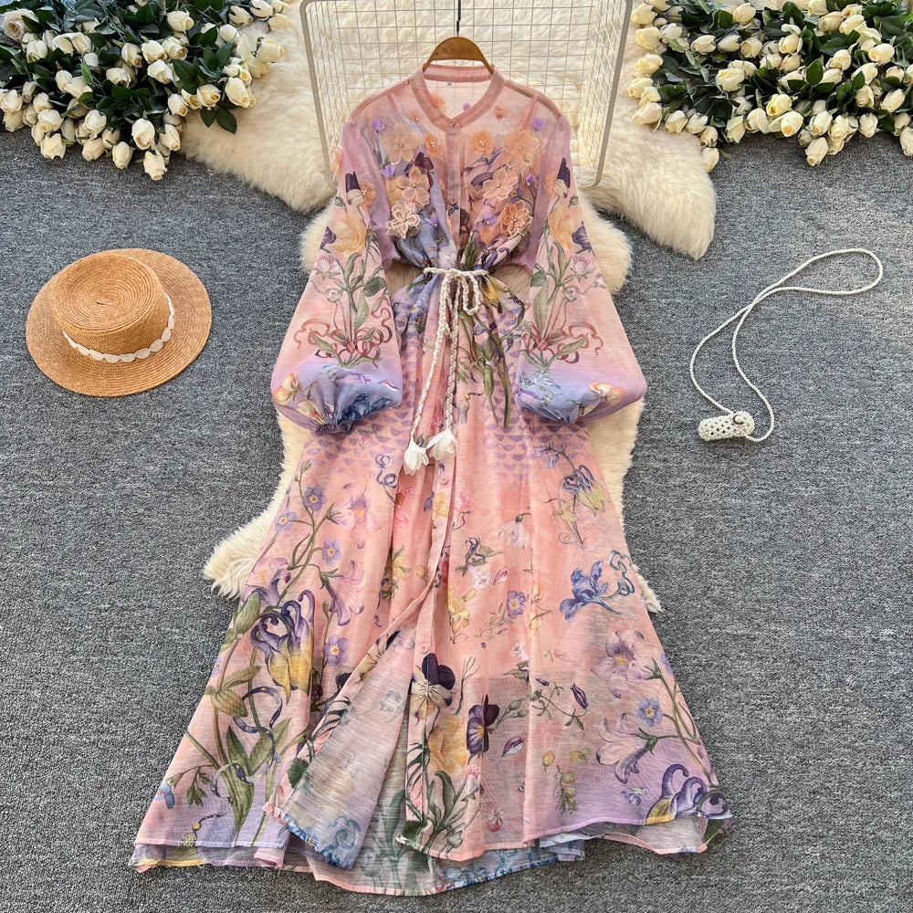 Spliced Print A-Line Party Dress